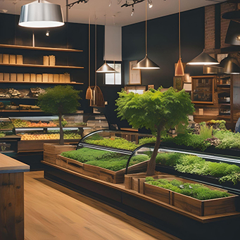 small microgreens business shop displaying an array of microgreens